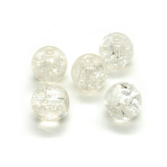Glass Crackle Beads 8mm Crystal - Affordable Jewellery Supplies