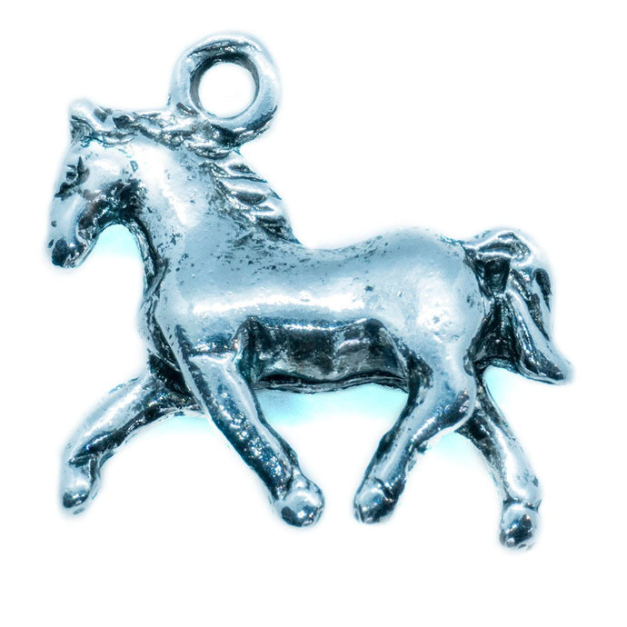Double - Sided Horse Charm 17.5mm x 16.5mm Antique Silver - Affordable Jewellery Supplies