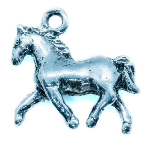 Double - Sided Horse Charm 17.5mm x 16.5mm Antique Silver - Affordable Jewellery Supplies