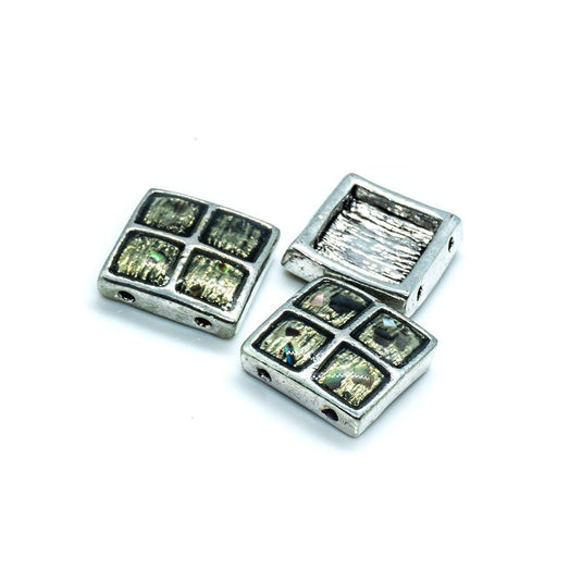 Spacer Bead with Abalone (Paua) 12mm x 12mm Grey - Affordable Jewellery Supplies