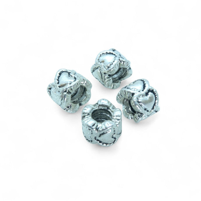 European Heart Chain Bead 8.5mm x 6.5mm Silver - Affordable Jewellery Supplies