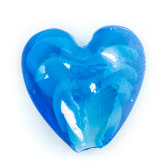 Handmade Lampwork Heart Shaped Beads 20mm x 20mm x 12mm Cerulean - Affordable Jewellery Supplies
