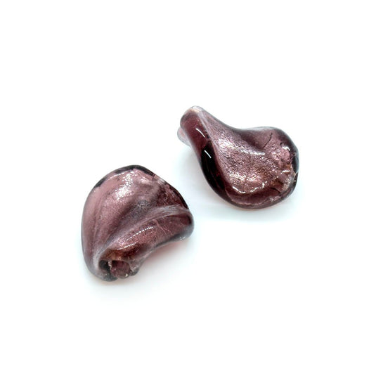 Lampworked Glass Twist Beads 18mm x 15mm Purple - Affordable Jewellery Supplies