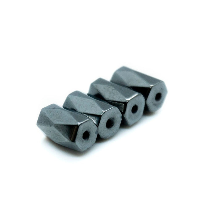 Magnetic Hematite Faceted Tube Beads 6mm x 8mm Grey - Affordable Jewellery Supplies