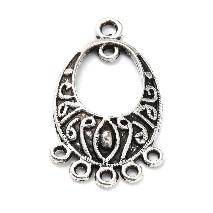 Tibetan Style Oval Alloy Chandelier Connector 36.5mm x 20mm x 4mm Antique Silver - Affordable Jewellery Supplies