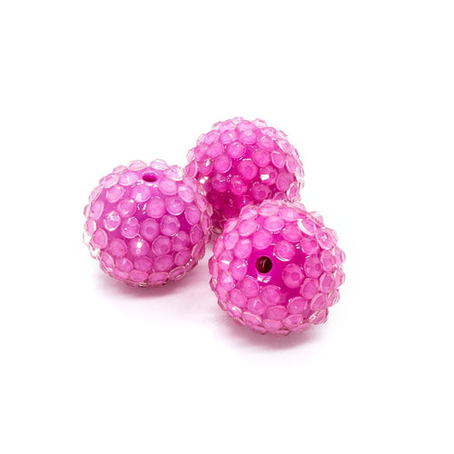 Bubblegum Resin Rhinestone Ball 20mm x 18mm Camelia - Affordable Jewellery Supplies