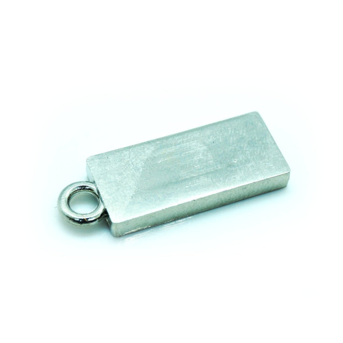 Rectangle Pendant with Loop 25mm x 10mm x 3mm Silver - Affordable Jewellery Supplies