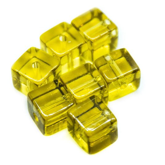 Crystal Glass Cube 7mm Light Topaz - Affordable Jewellery Supplies