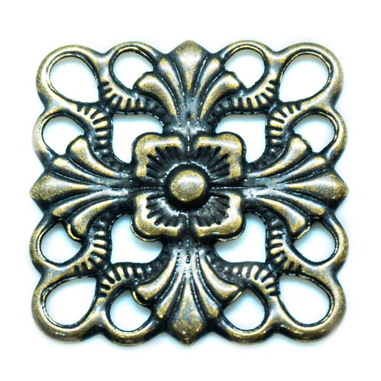 Single Sided Diamond Link 20mm x 20mm Antique Gold Plated Brass - Affordable Jewellery Supplies
