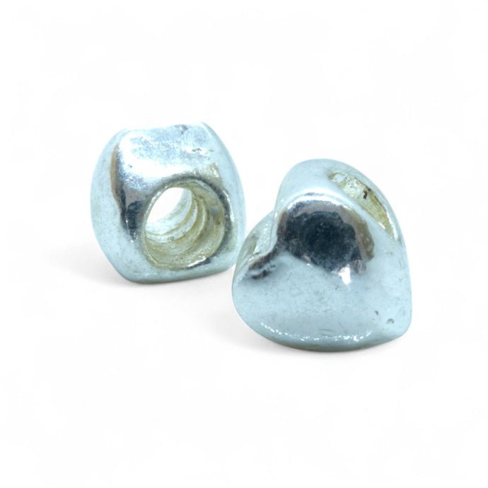 European Silver Heart Bead 10mm x 9mm Silver - Affordable Jewellery Supplies