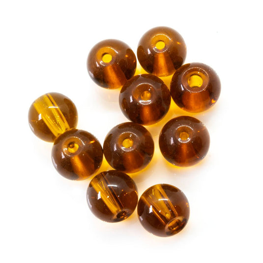 Czech Glass Druk Round 8mm Dark Topaz - Affordable Jewellery Supplies