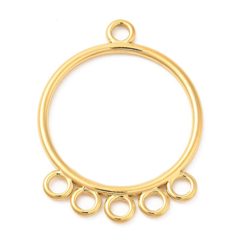Load image into Gallery viewer, 304 Stainless Steel Round Chandelier Connector 40mm x 30mm x 2mm Gold - Affordable Jewellery Supplies
