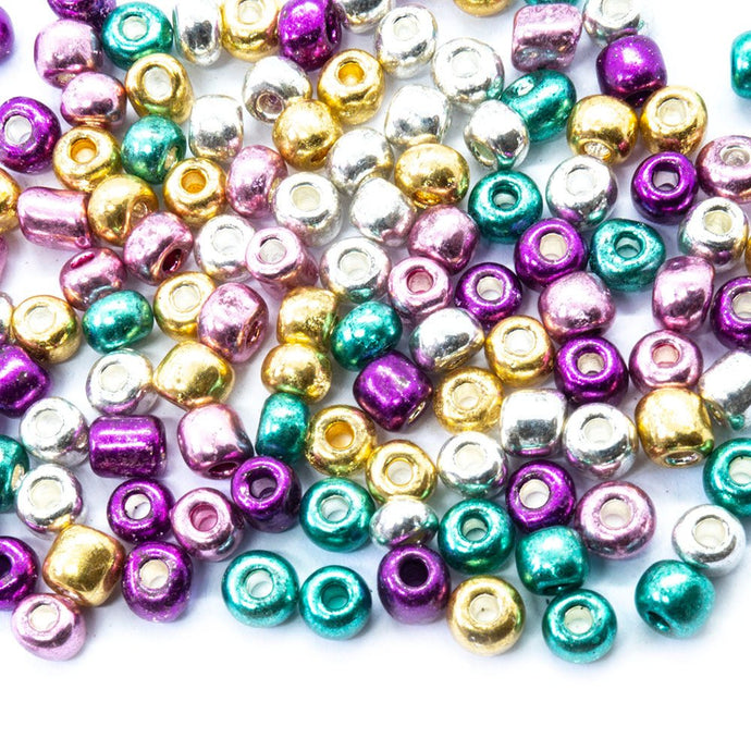 6/0 Metallic Coloured Glass Seed Beads 6/0 (4mm) Dark Turquoise - Affordable Jewellery Supplies
