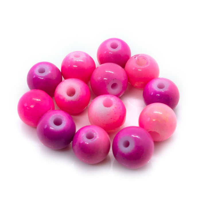 Smooth Glass Round Pink Beads 6mm Hot Magenta - Affordable Jewellery Supplies