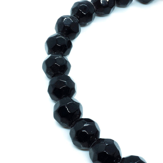 Faceted Glass Abacus 10mm x 7mm x 37cm length Jet - Affordable Jewellery Supplies