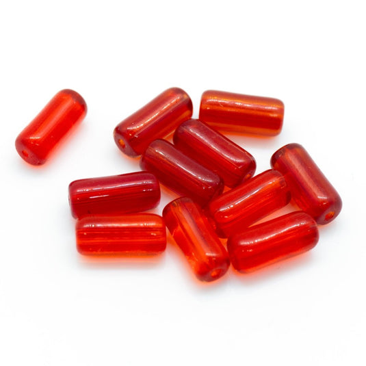Glass Cylinder 9mm x 4mm Red - Affordable Jewellery Supplies