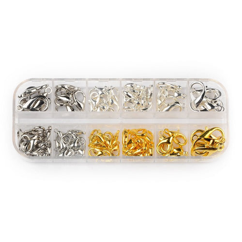 Zinc Alloy Lobster Claw Clasps Box 130mm x 50.3mm x 15m Mixed Colour - Affordable Jewellery Supplies