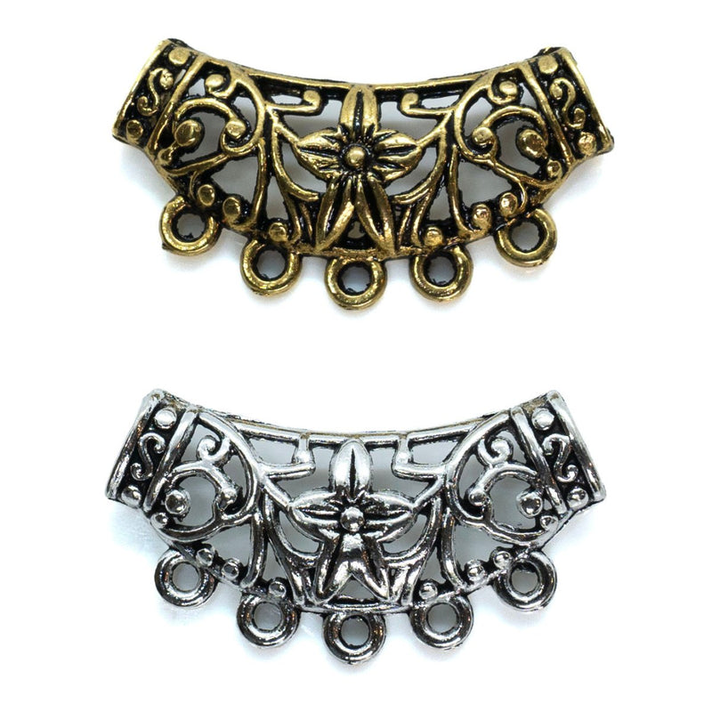 Load image into Gallery viewer, Hollow Curved Connector 38mm x 20mm x 6mm Antique Silver - Affordable Jewellery Supplies

