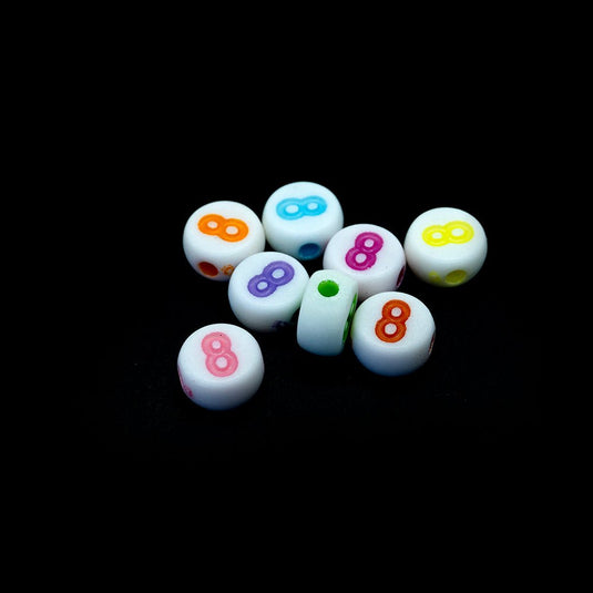 Pastel Acrylic Number Beads 7mm x 3mm Eight - Affordable Jewellery Supplies
