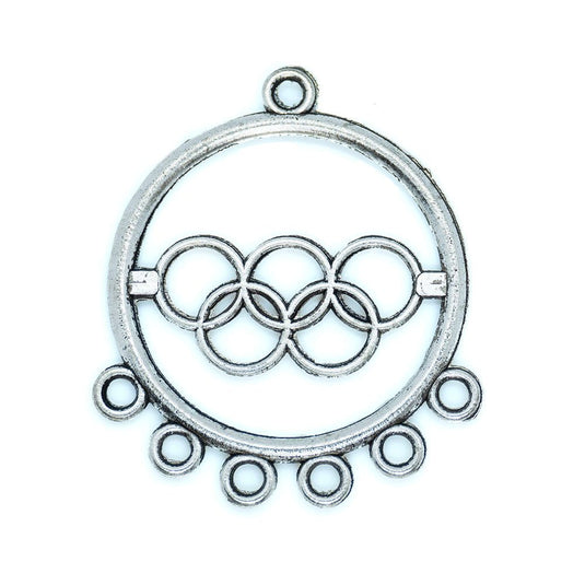 Round Connector Link with Interlocking Circles 30mm x 25mm Antique Silver - Affordable Jewellery Supplies