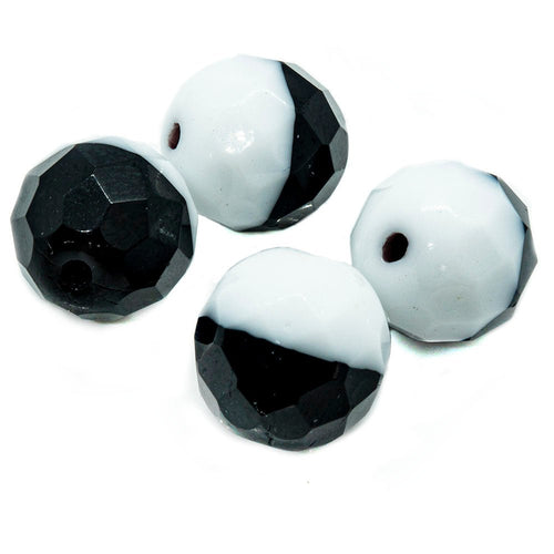 Czech Glass Firepolished Round Jing Jang Beads 12mm Black & White - Affordable Jewellery Supplies