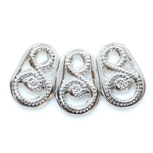 3 Row Filigree Cluster Finding 15mm x 8mm Silver - Affordable Jewellery Supplies