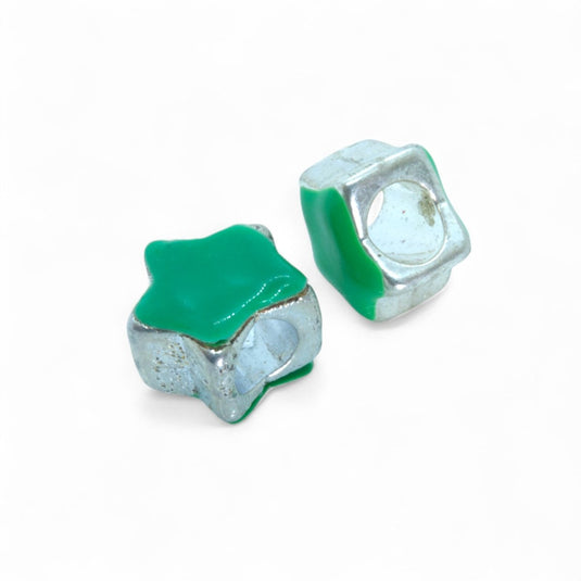 European Star Bead 10.5mm x 7.5mm Green - Affordable Jewellery Supplies