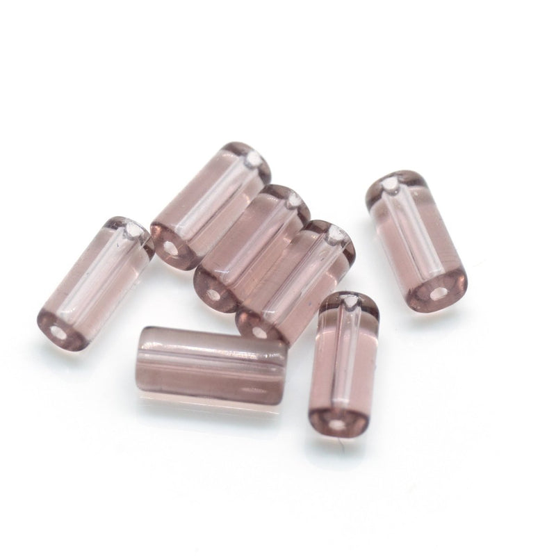 Load image into Gallery viewer, Glass Cylinder 9mm x 4mm Amethyst - Affordable Jewellery Supplies
