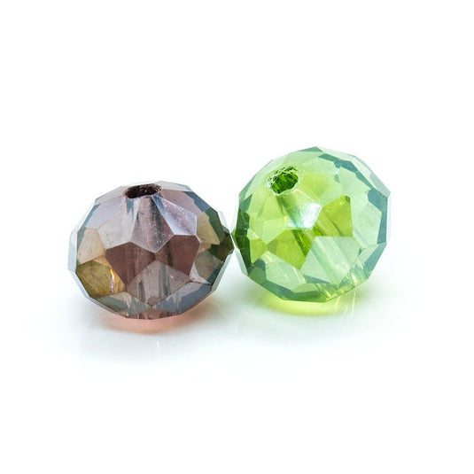 Electroplated Glass Faceted Rondelle 8mm x 6mm Purple AB - Affordable Jewellery Supplies