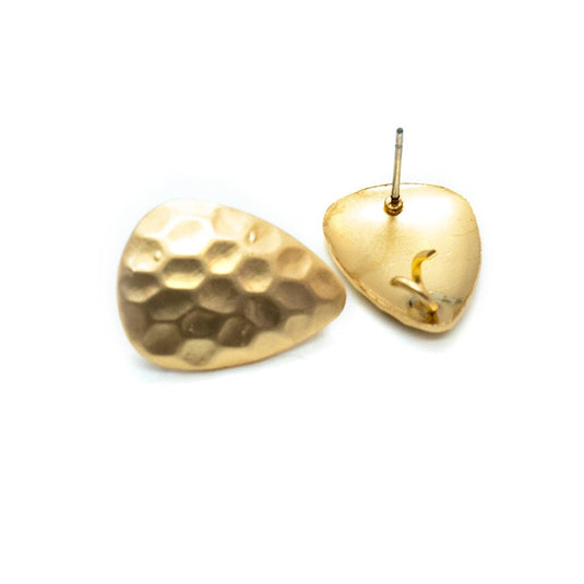 Hammered Stud Earring with Loop 20mm x 15mm Matte Gold - Affordable Jewellery Supplies