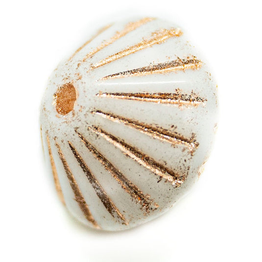 Czech Glass Antique Rondelle 9mm Chalk White with Copper - Affordable Jewellery Supplies
