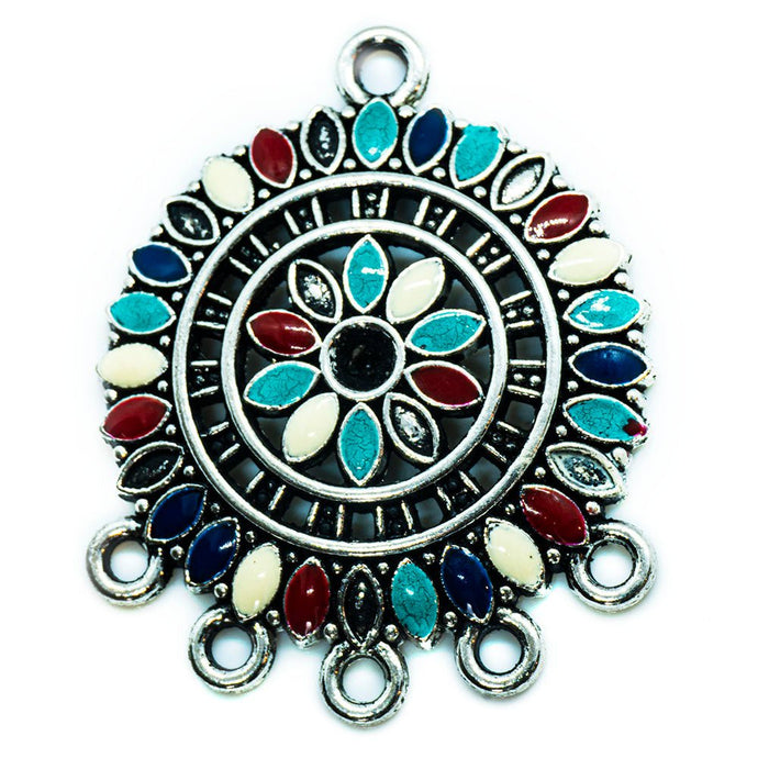 Round Multi - Coloured Link Connector 36mm x 29mm Multi - coloured - Affordable Jewellery Supplies