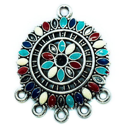 Round Multi - Coloured Link Connector 36mm x 29mm Multi - coloured - Affordable Jewellery Supplies