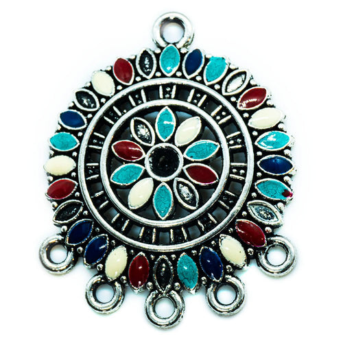 Round Multi - Coloured Link Connector 36mm x 29mm Multi - coloured - Affordable Jewellery Supplies