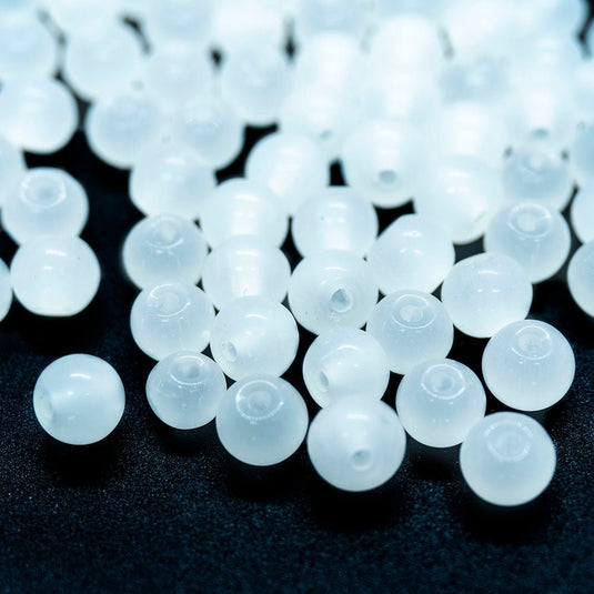 Baking Painted Imitation Jade Glass Round Beads 4.5 - 5 mm White - Affordable Jewellery Supplies
