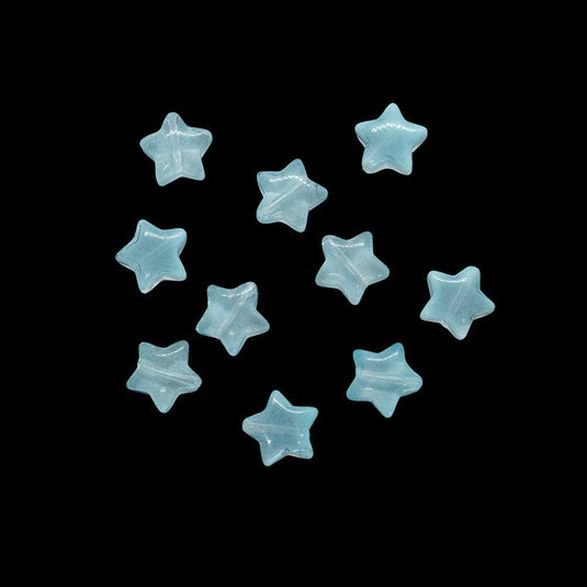 Transparent Glass Star Beads 10mm Light Cyan - Affordable Jewellery Supplies