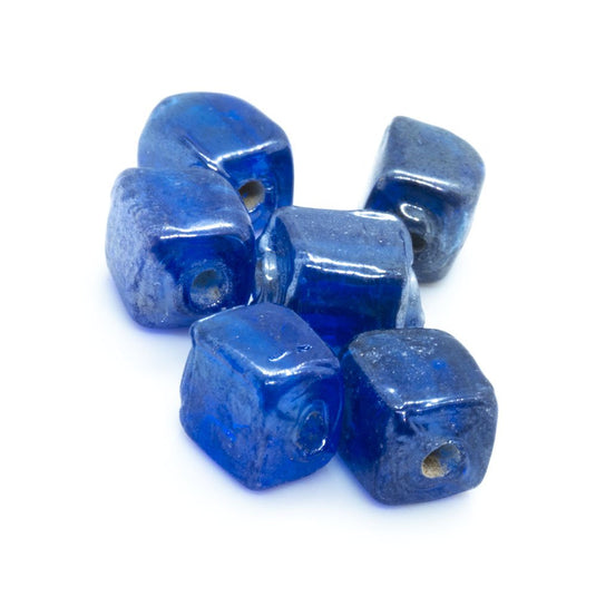 Glass Rectangle 6mm x 4mm Blue - Affordable Jewellery Supplies