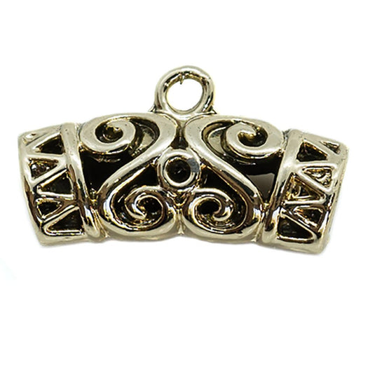 Curved Filigree Barrel Bead 24mm x 13mm x 8mm Antique Gold - Affordable Jewellery Supplies