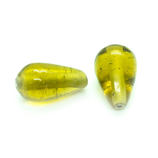 Indian Glass Lampwork Teardrop 18mm x 6mm Khaki - Affordable Jewellery Supplies