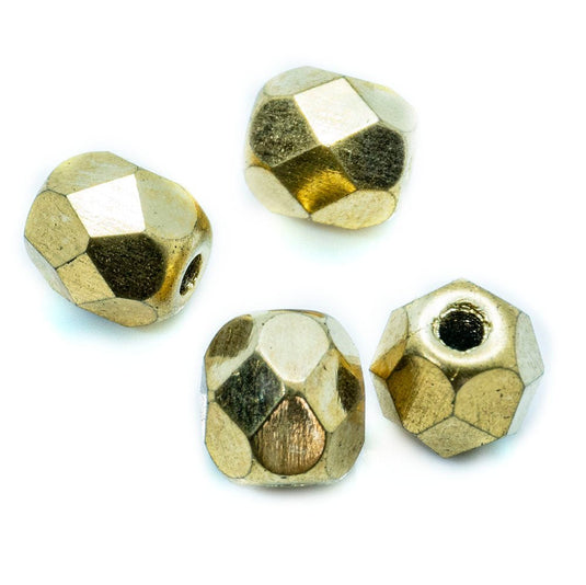 Czech Glass Firepolished Faceted Round 4mm Crystal Aurum (Gold) - Affordable Jewellery Supplies