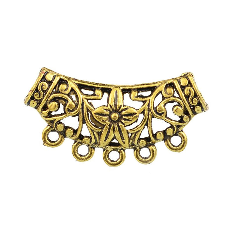 Load image into Gallery viewer, Hollow Curved Connector 38mm x 20mm x 6mm Antique Gold - Affordable Jewellery Supplies
