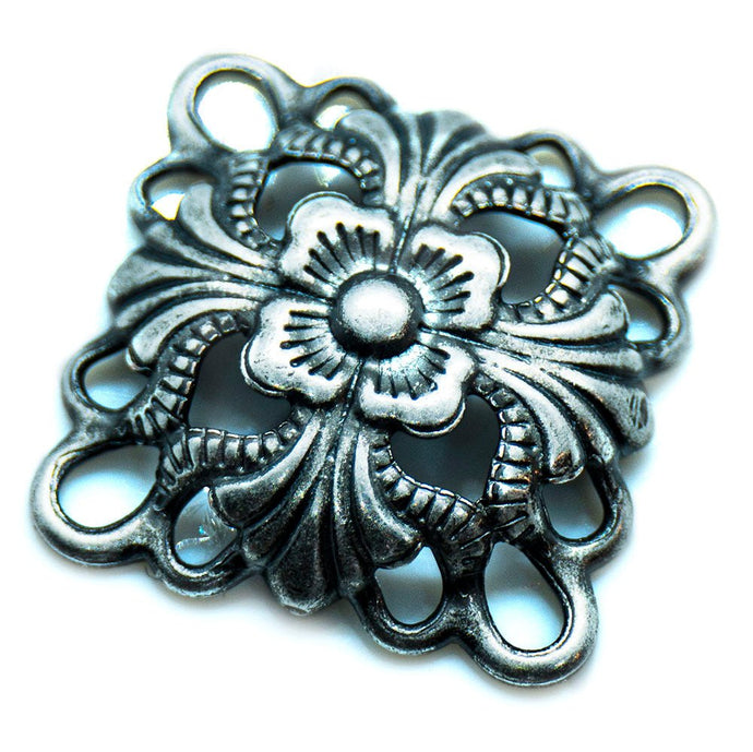 Single Sided Domed Square Link 14mm Antique Silver - Affordable Jewellery Supplies