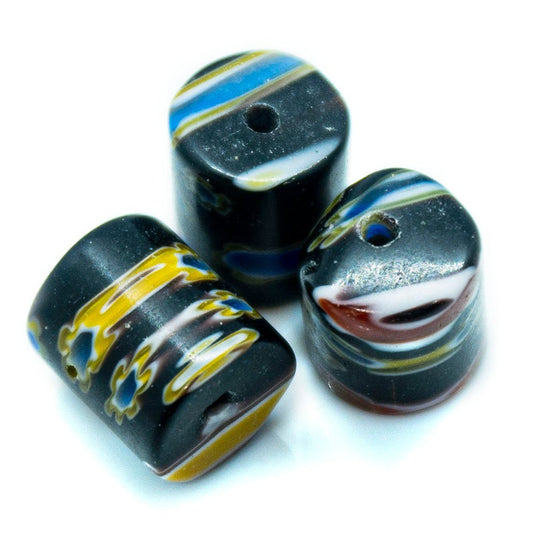 Millefiori Glass Tubes 10mm x 8mm Black - Affordable Jewellery Supplies