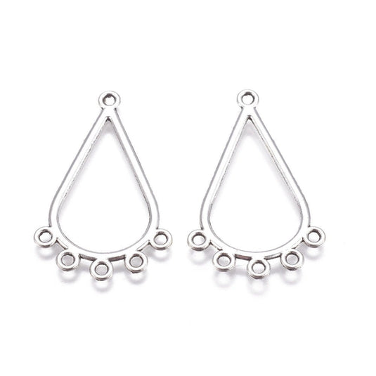 Alloy Teardrop Connector Drop 37mm x 24mm Antique Silver - Affordable Jewellery Supplies