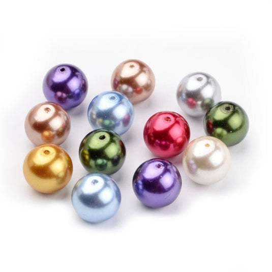 Pearlised Glass Pearl 14mm Mixed - Affordable Jewellery Supplies
