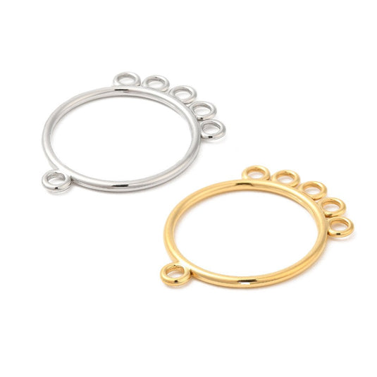 304 Stainless Steel Round Chandelier Connector 40mm x 30mm x 2mm Gold - Affordable Jewellery Supplies