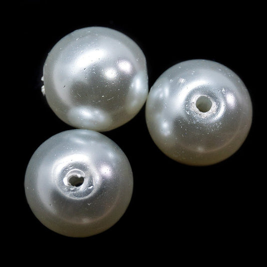 Pearlised Glass Pearl 12mm White - Affordable Jewellery Supplies