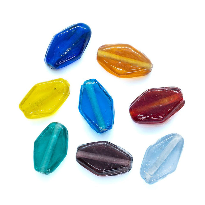 Flat Diamond Glass Bead 13mm x 7mm Purple - Affordable Jewellery Supplies