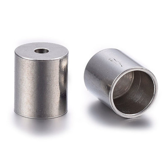 304 Stainless Steel Cord Ends, End Caps 7mm x 6mm Stainless Steel - Affordable Jewellery Supplies