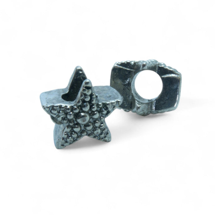 European Starfish Bead 10mm x 8mm Silver - Affordable Jewellery Supplies